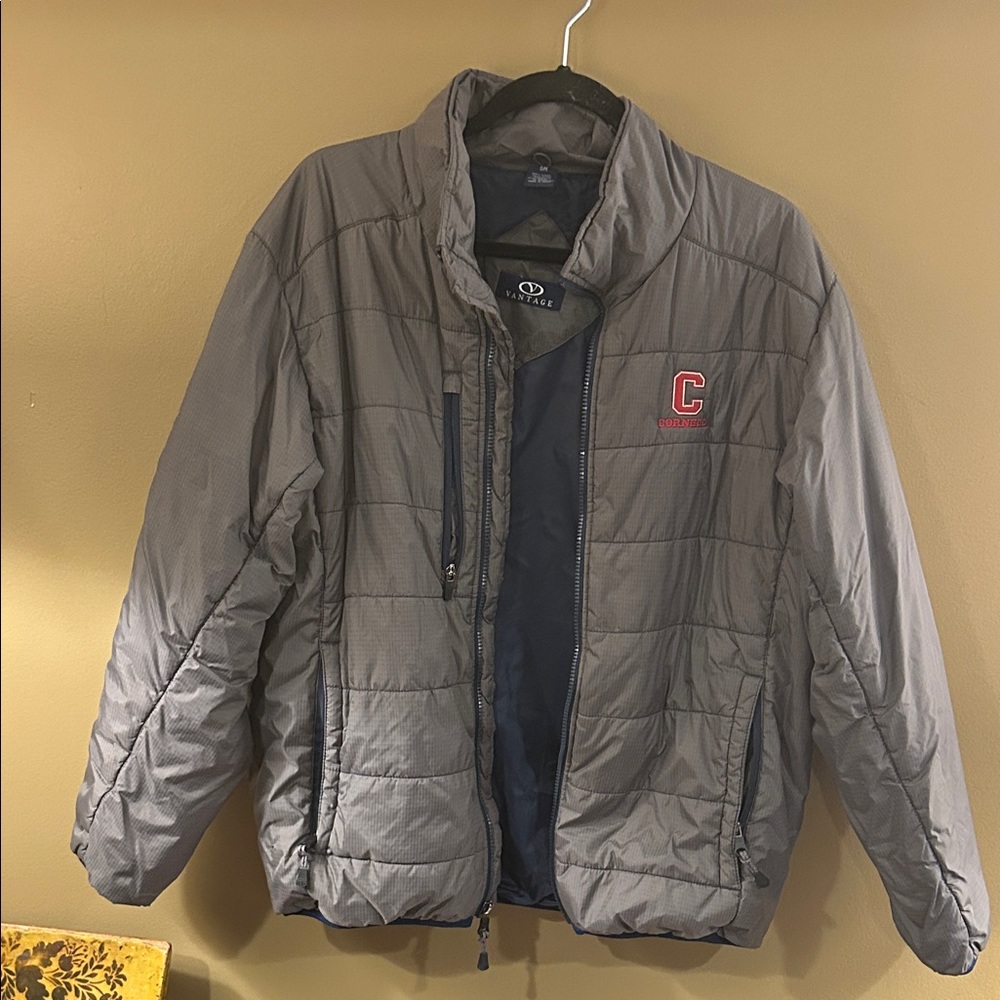 Stylish Gray Cornell University Puffer Jacket by Colosseum